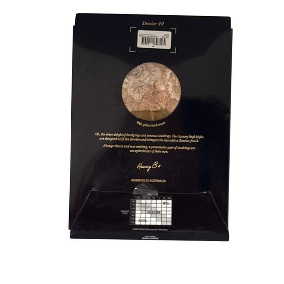 Honey Birdette Nouvel Luxury Thigh High Suspender Stockings Sparkling Nectar M - Picture 4 of 5